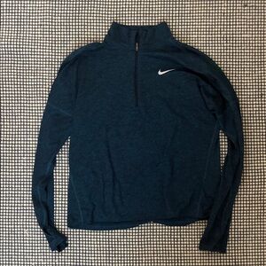 Nike Dark Teal Quarter-Zip Pullover with White Swoosh